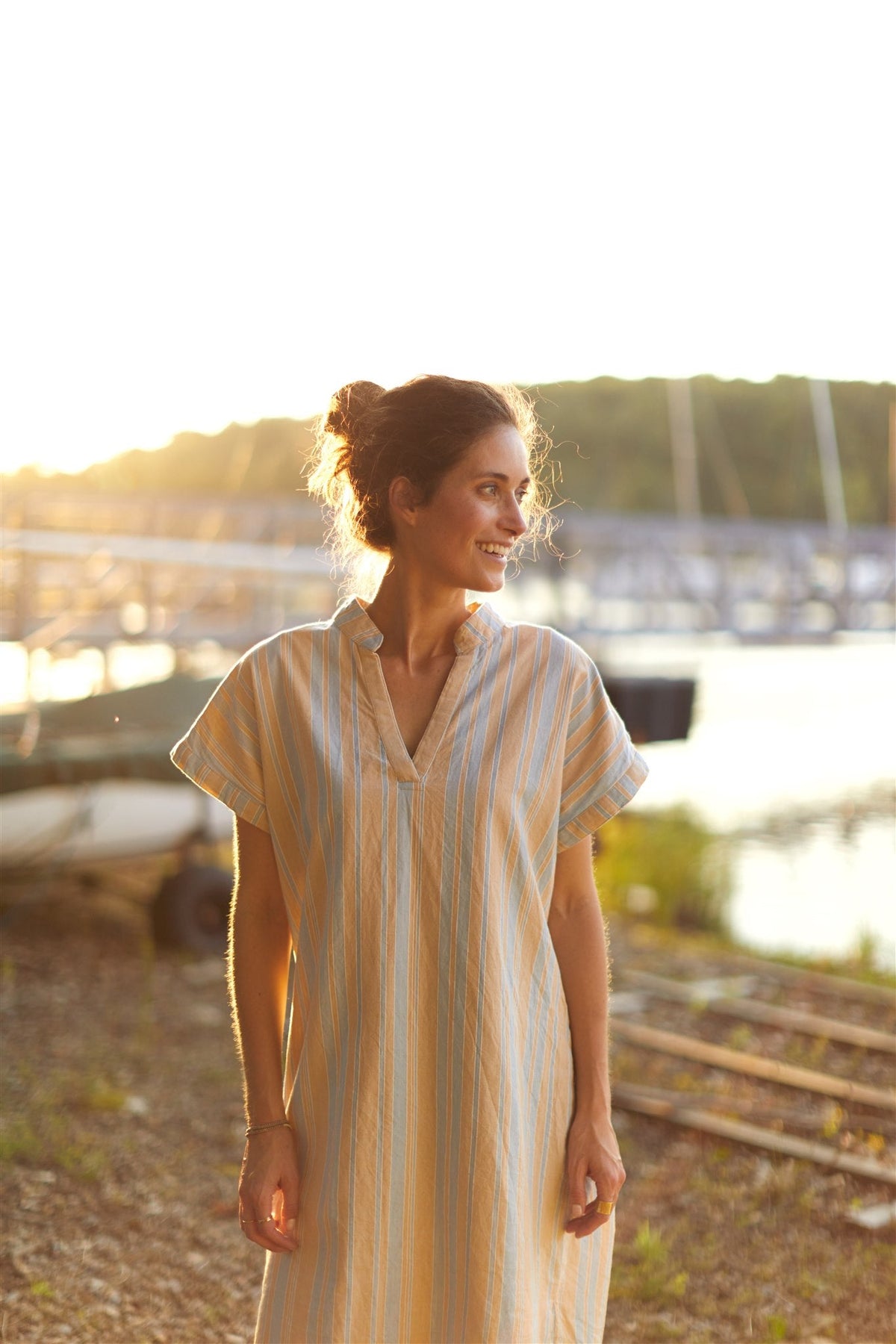 Paula Handwoven Cotton Tunic Dress in Black Made to Order