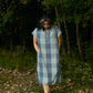 Paula Handwoven Cotton Tunic Dress in Teal Plaid Made to Order