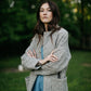 Portuguese Wool Pieper Coat in Grey Houndstooth Made to Order