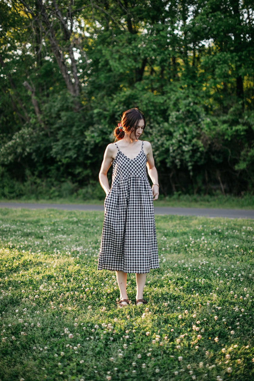 Faro Dress in Black and White Gingham Cotton Made to Order