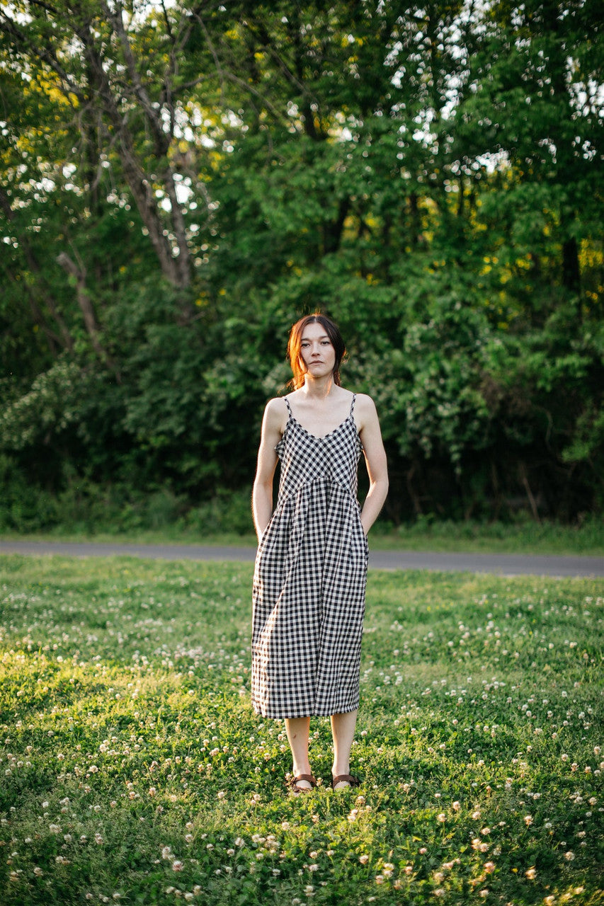 Faro Dress in Black and White Gingham Cotton Made to Order