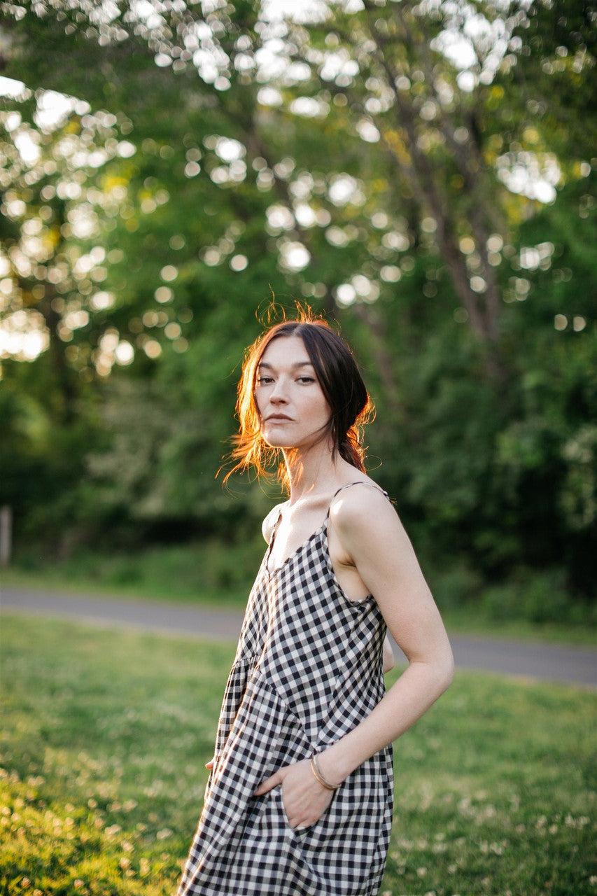 Faro Dress in Black and White Gingham Cotton Made to Order
