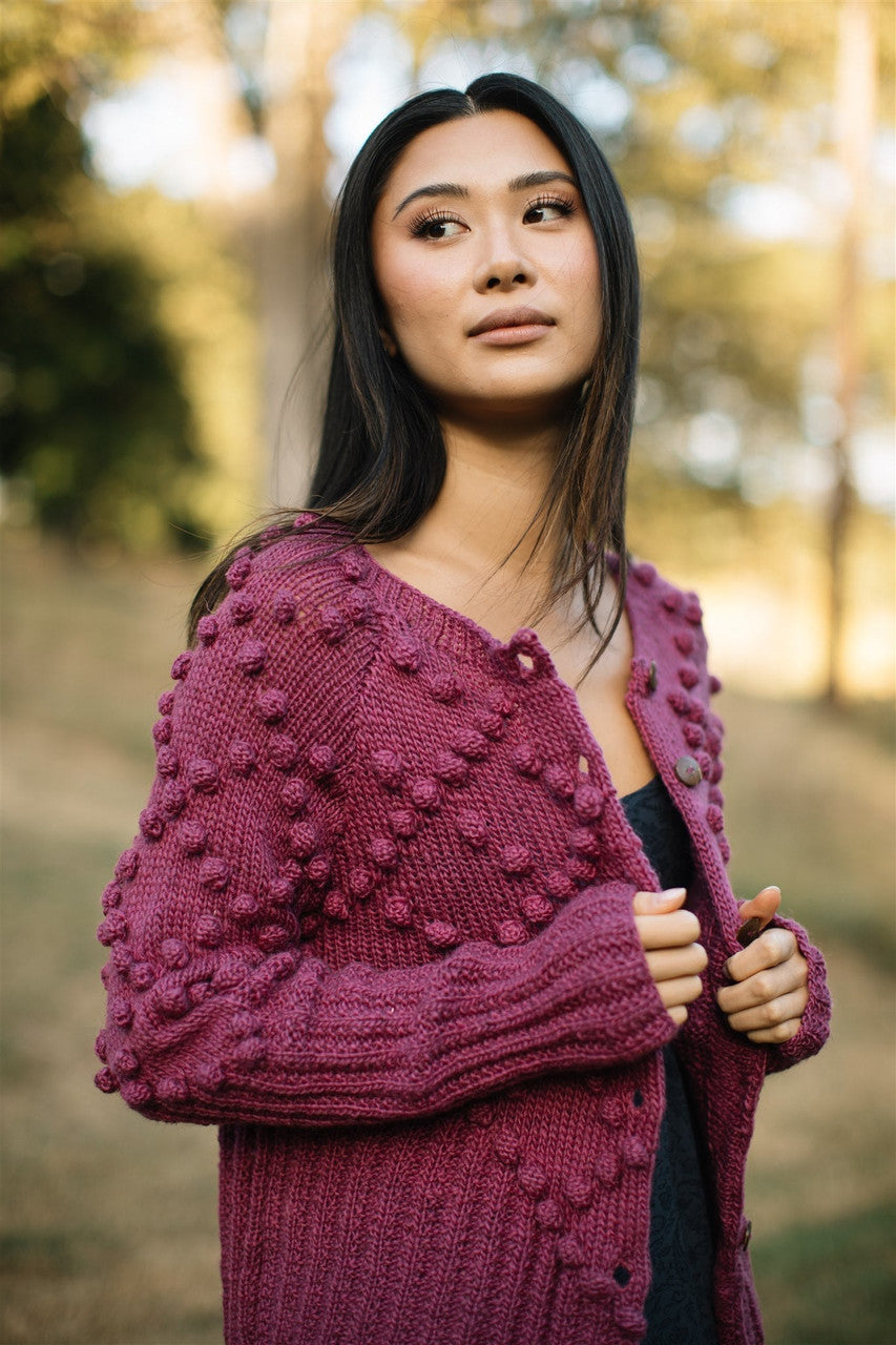 Hand Knit Nepali Wool Jill Sweater in Violet