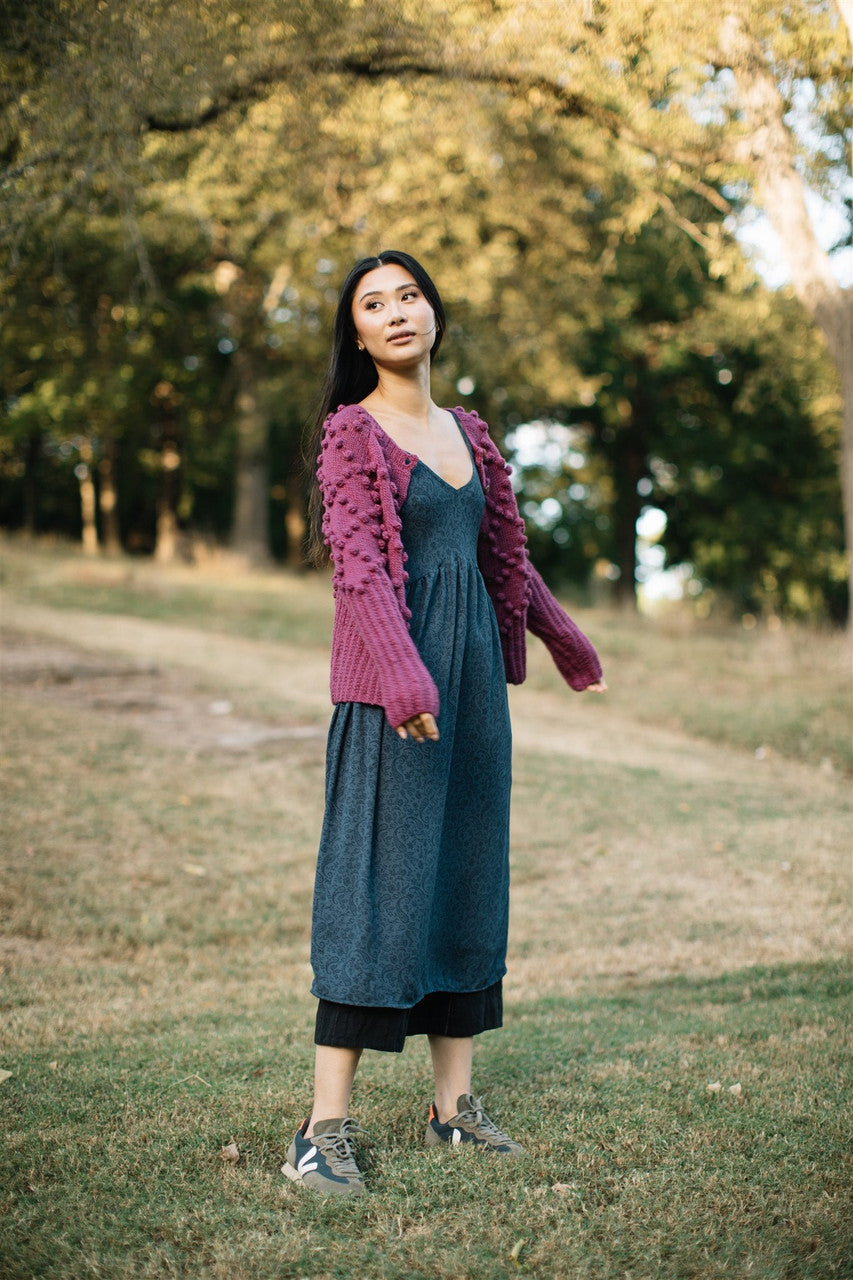 Hand Knit Nepali Wool Jill Sweater in Fuchsia