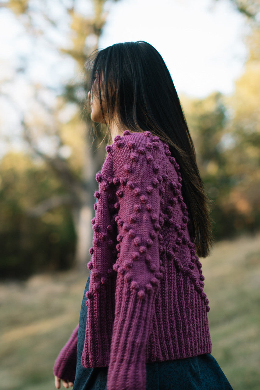 Hand Knit Nepali Wool Jill Sweater in Fuchsia