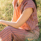Katie Handwoven Cotton Mauve and Dust Stripe Made to Order