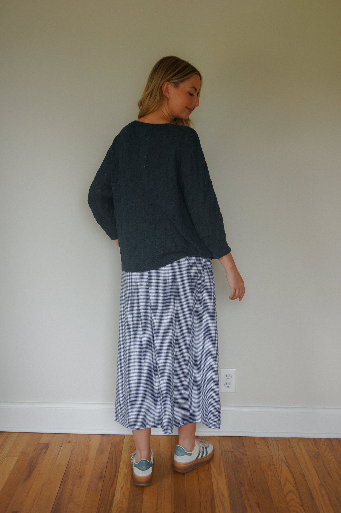 Tina Triangle Knit Cotton Cardigan in Teal