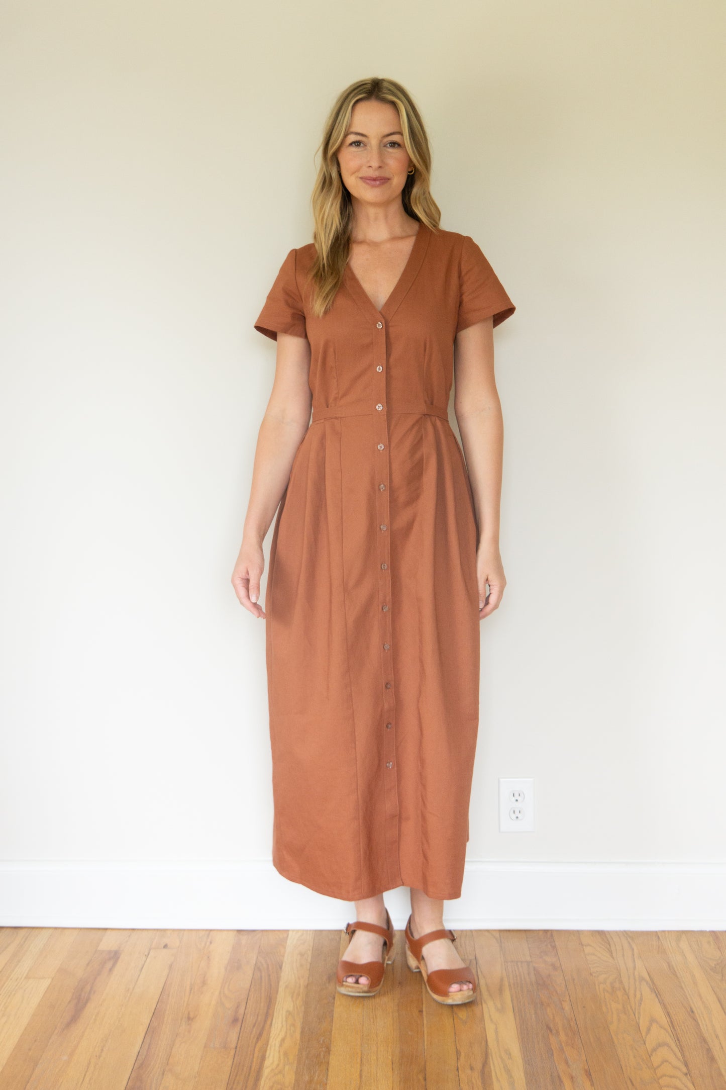 June Dress in Terracotta Linen