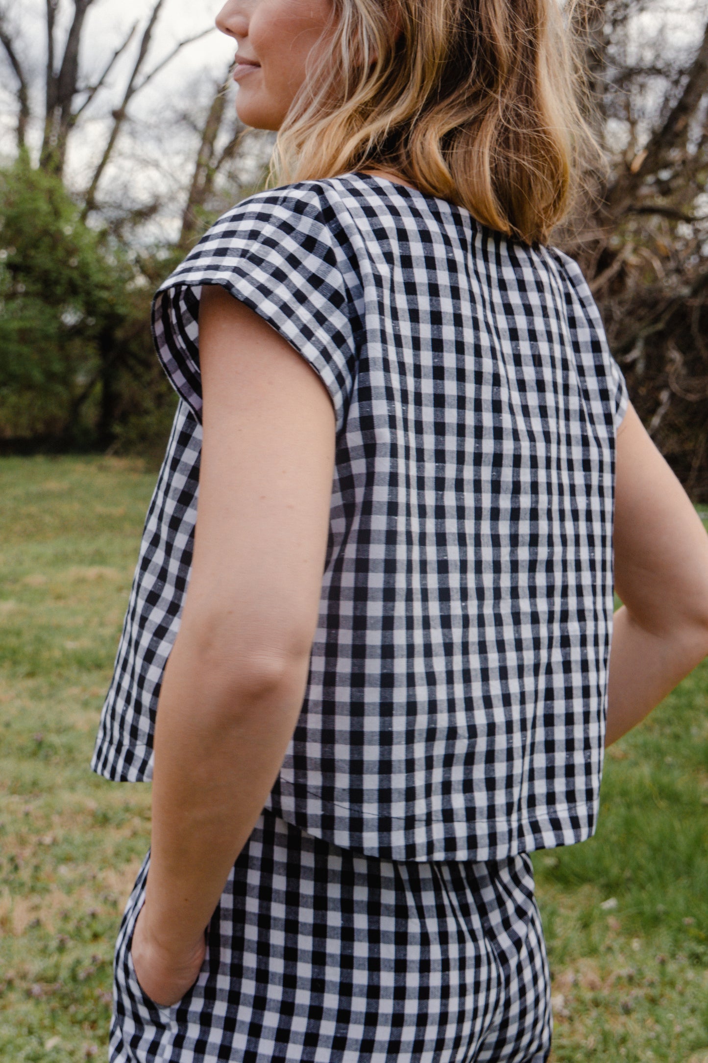 Katie Handwoven Cotton Set in Black and White Gingham