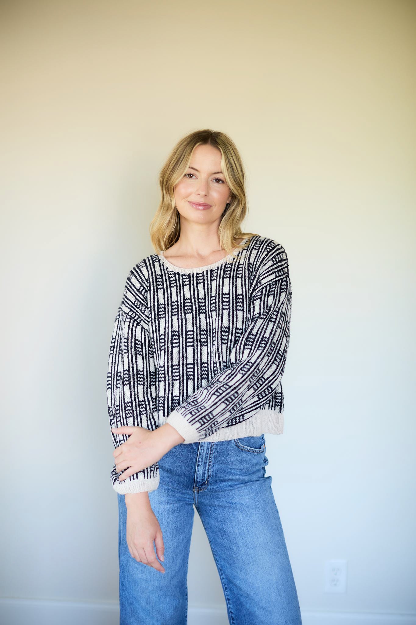 Kitty Pashmina Pullover in Black and White or Green and Pink Made to Order