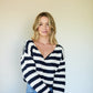 Patty Striped Cotton Pullover in Black and White Made to Order
