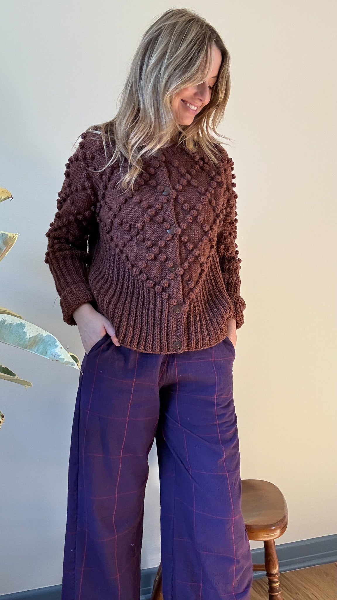 Hand Knit Nepali Wool Jill Sweater in Rust Made to Order