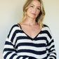 Patty Striped Cotton Pullover in Black and White Made to Order