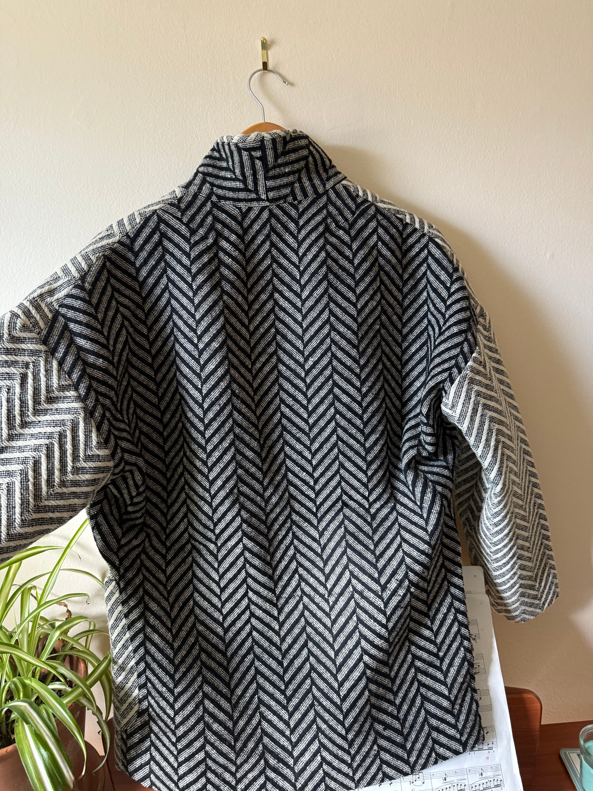 Portuguese Wool Pieper Coat in Mix-Match Herringbone Made to Order February