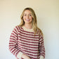 Ivy Wool Pullover in Red and Cream Made to Order