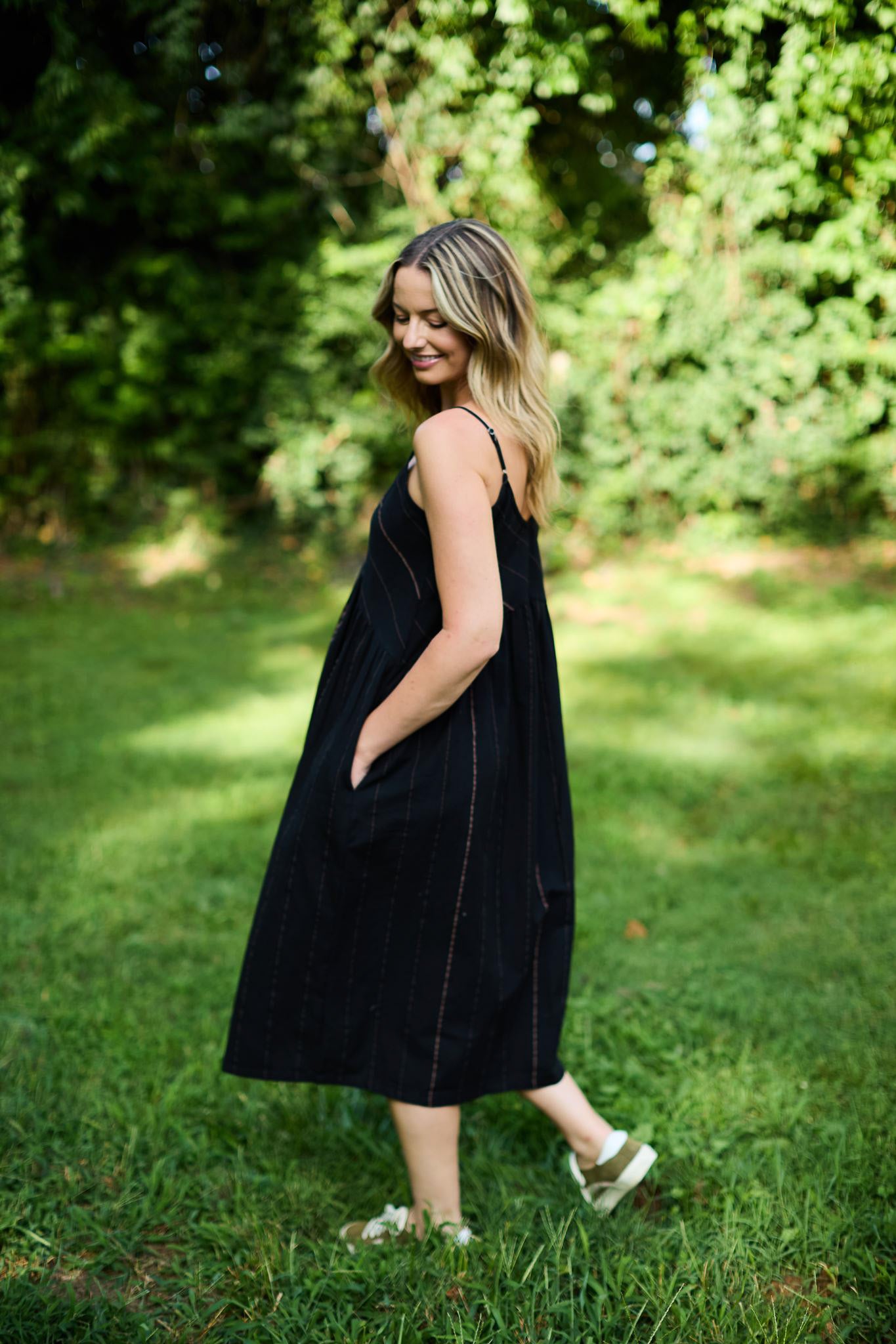 Faro Dress in Black Handwoven Cotton