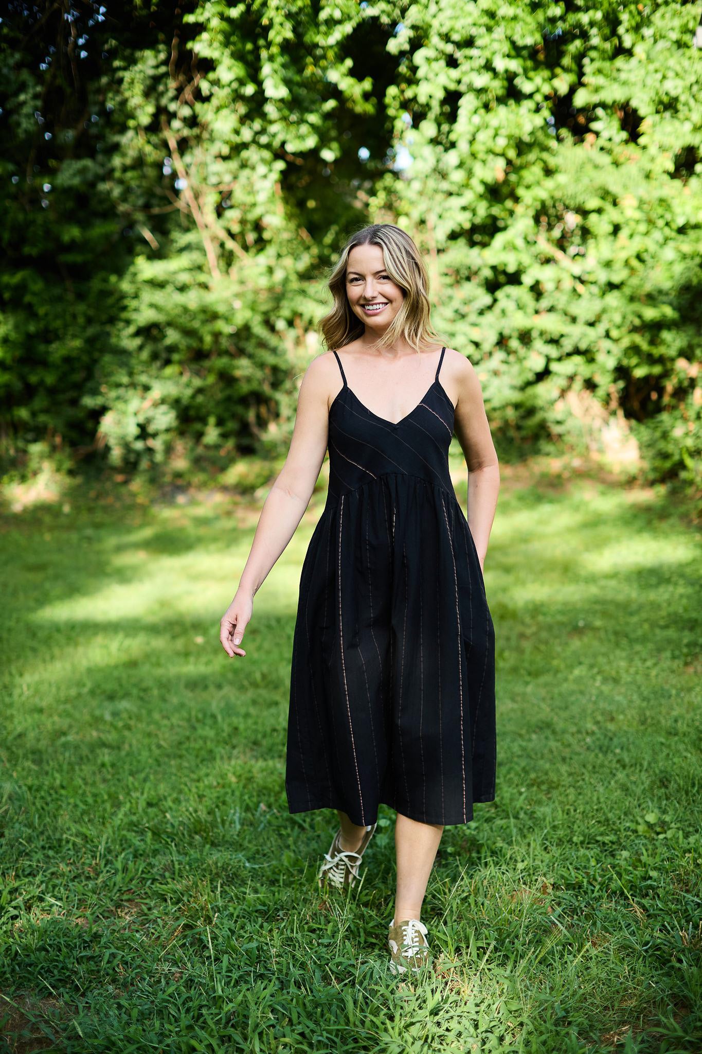 Faro Dress in Black Handwoven Cotton
