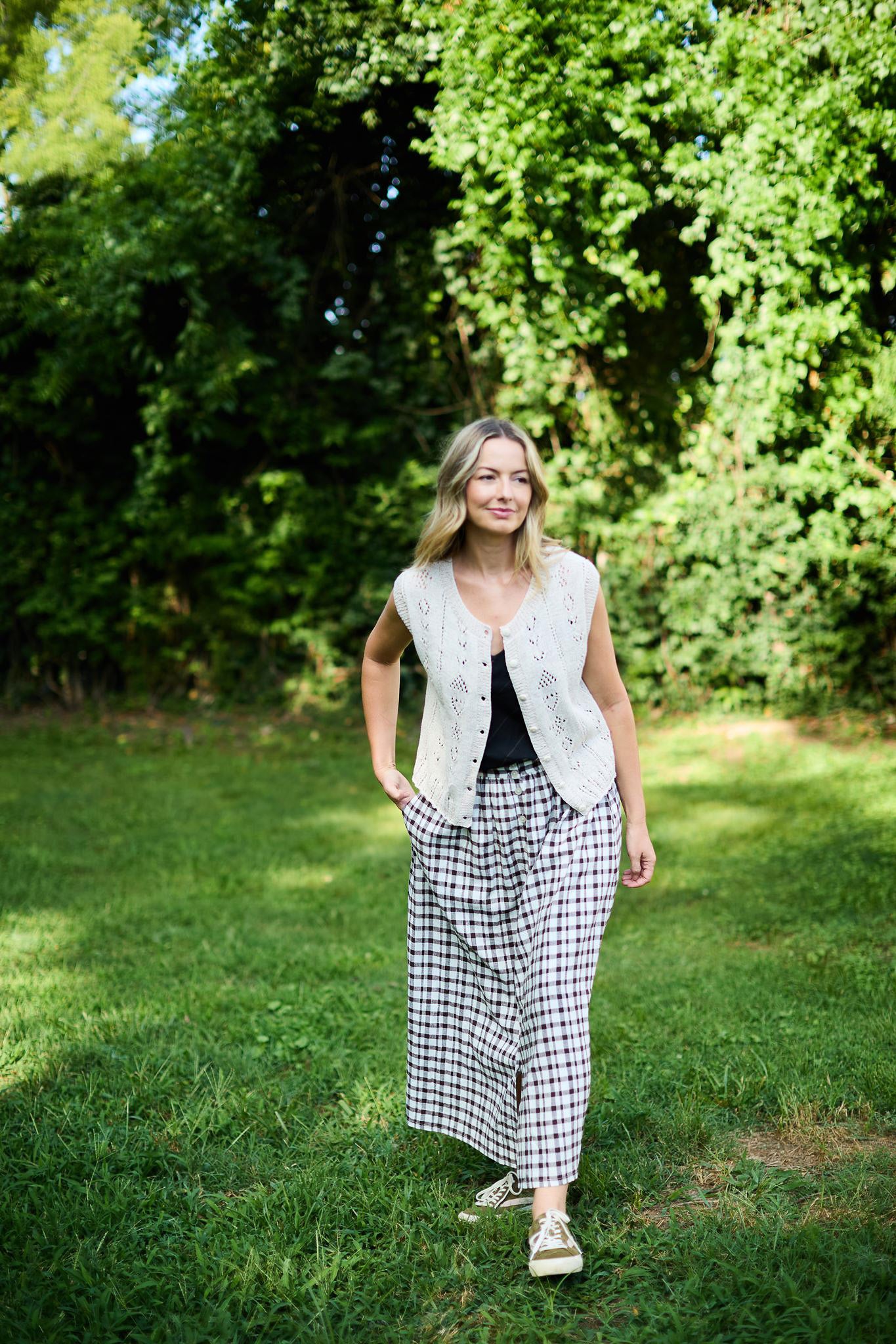 Maria Hand Knit Cotton Vest in Cream