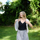 Bias Cut Tank in Black Handwoven Cotton
