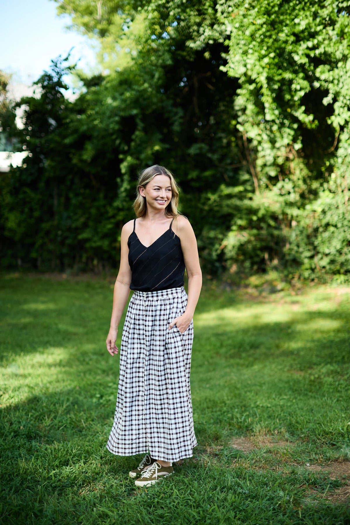 Perry Gathered Midi Skirt