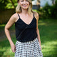 Bias Cut Tank in Black Handwoven Cotton