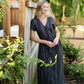 June Dress in Black and White Linen