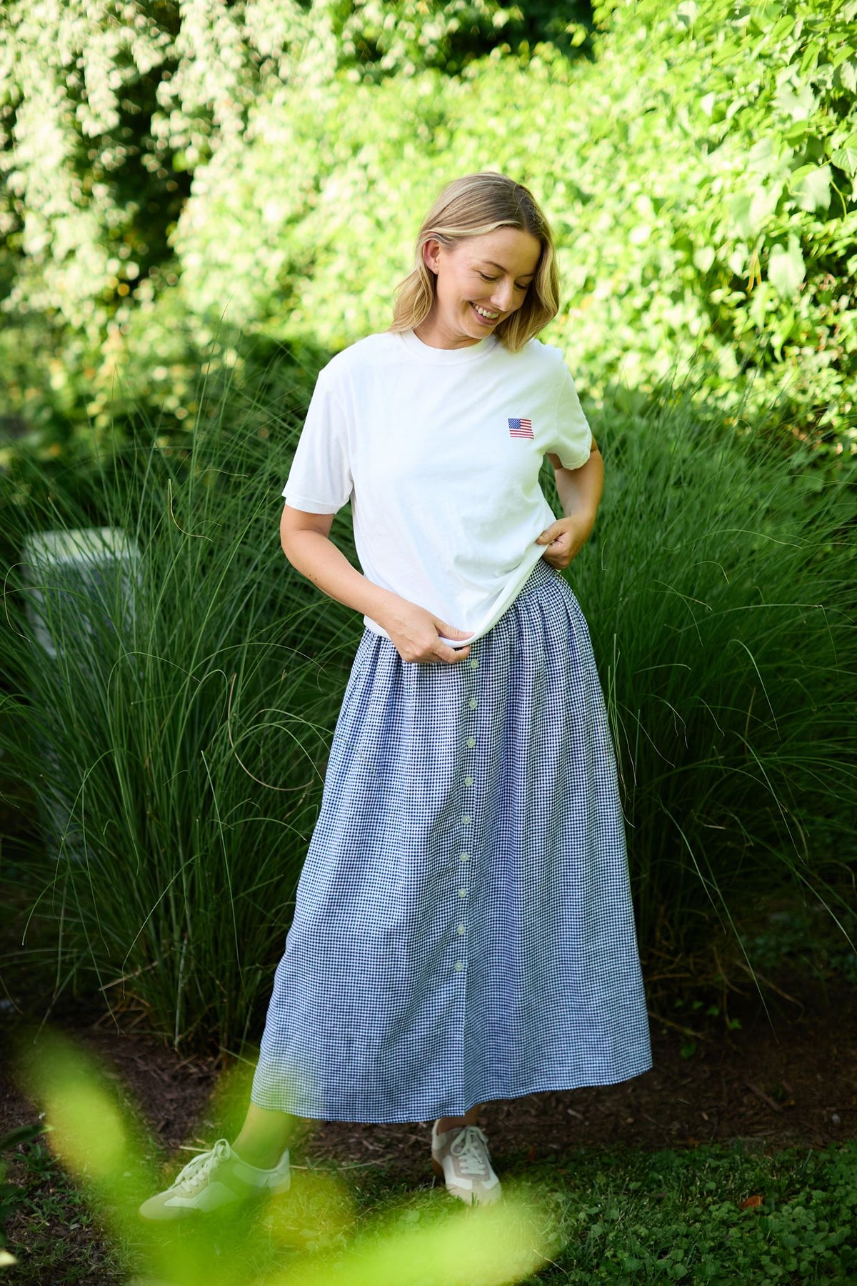 Perry Gathered Midi Skirt