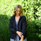 Maria Handwoven Cotton Jacket in Navy Handwoven Cotton