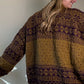 Imogene Oversized Wool Henley in Snowflake Print