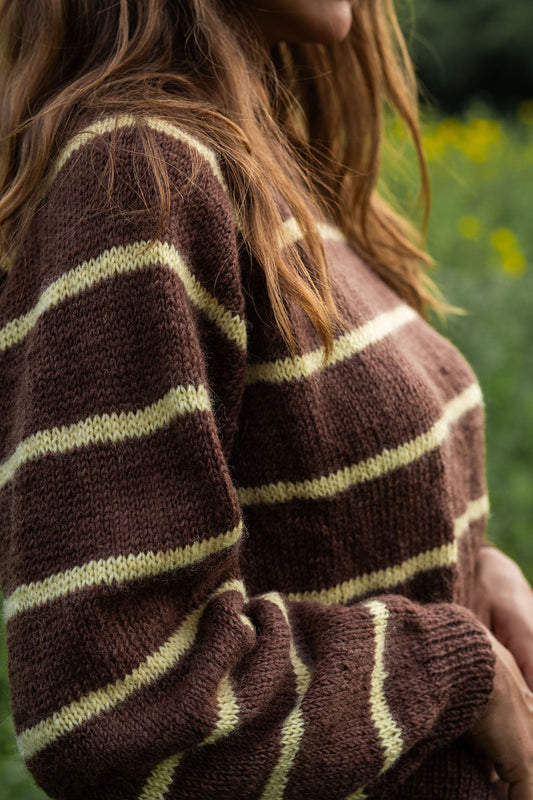 Roslin Wool Pullover in Dusty Plum and Cream Made to Order