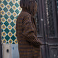 Portuguese Wool Pieper Coat in Brown and Navy Small Check Made to Order