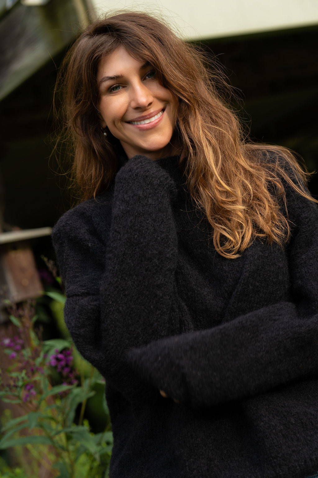 Helen Mohair Turtleneck in Black Made to Order