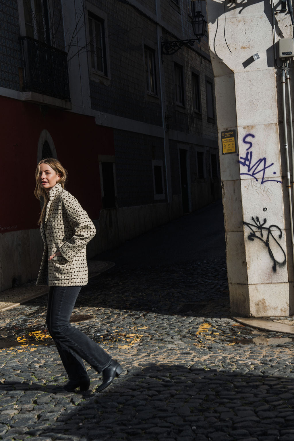 Portuguese Wool Pieper Coat in Brown Vintage Print Made to Order