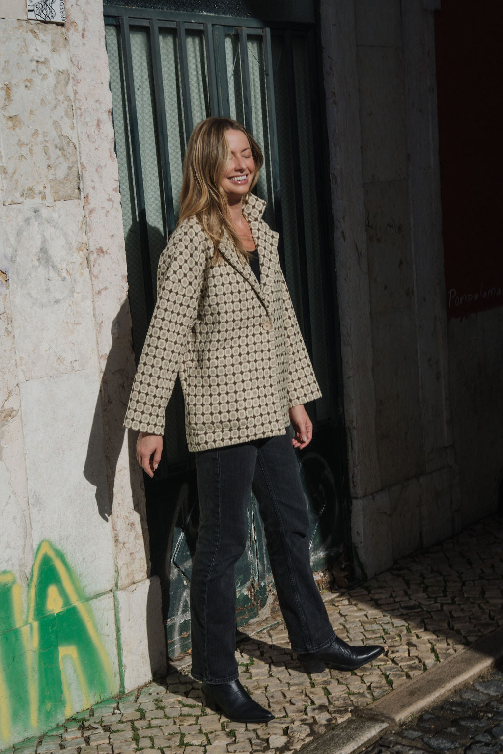 Portuguese Wool Pieper Coat in Brown Vintage Print Made to Order