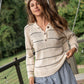 Dorothy Cotton Sweater in Cream and Black Stripe Made to Order