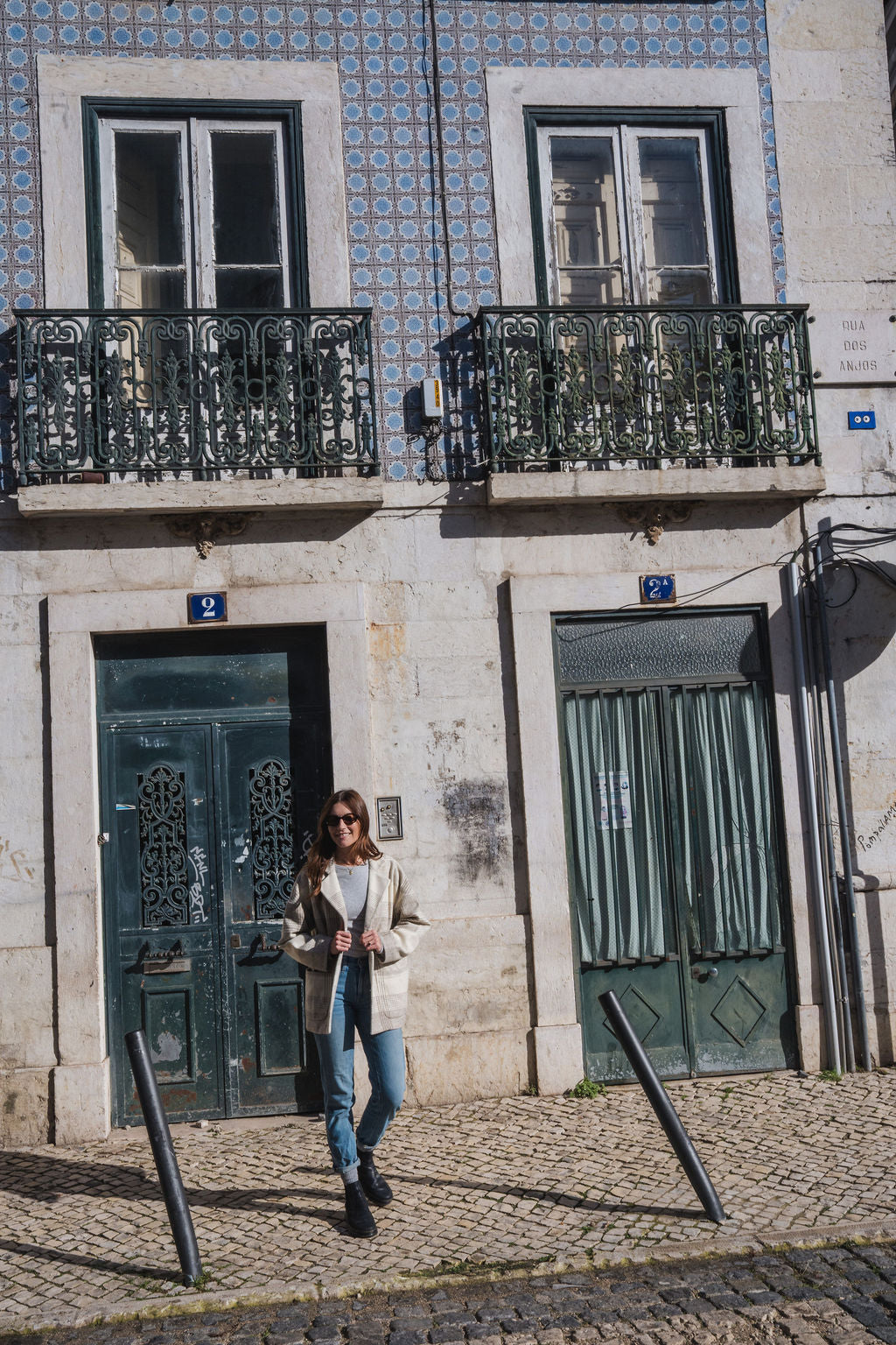 Portuguese Wool Pieper Coat in Cream and Brown Plaid Made to Order