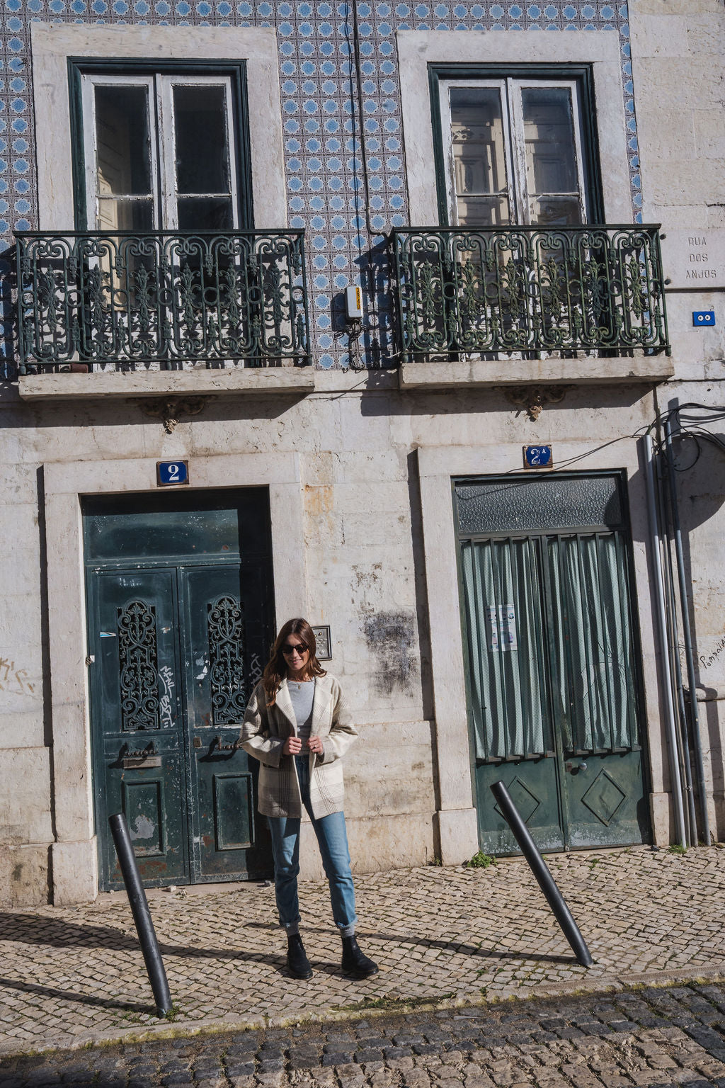 Portuguese Wool Pieper Coat in Cream and Brown Plaid Made to Order