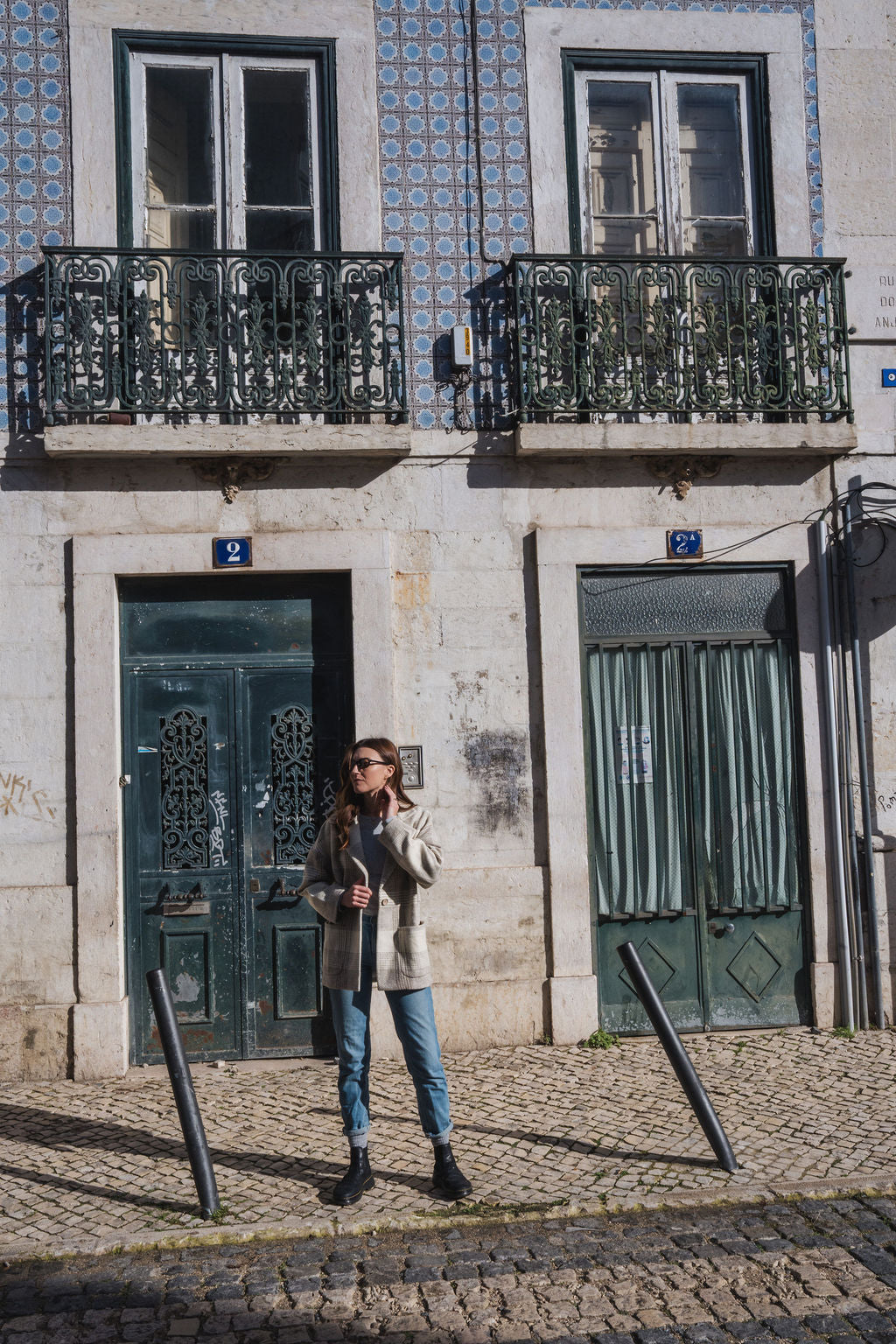 Portuguese Wool Pieper Coat in Cream and Brown Plaid Made to Order