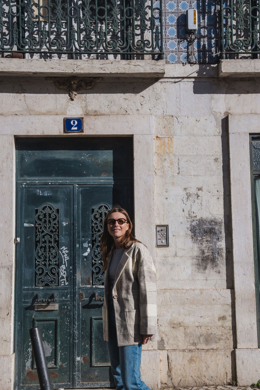 Portuguese Wool Pieper Coat in Cream and Brown Plaid Made to Order