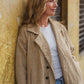 Portuguese Wool Polly Coat in Mustard and Cream Check Made to Order - S Left