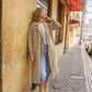 Portuguese Wool Polly Coat in Mustard and Cream Check Made to Order - S Left