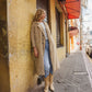 Portuguese Wool Polly Coat in Mustard and Cream Check Made to Order - S Left