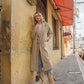 Portuguese Wool Polly Coat in Mustard and Cream Check Made to Order - S Left