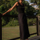 Drawstring Skirt in Black Linen