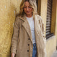 Portuguese Wool Polly Coat in Mustard and Cream Check Made to Order - S Left