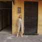 Portuguese Wool Polly Coat in Mustard and Cream Check Made to Order - S Left