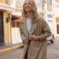 Portuguese Wool Polly Coat in Mustard and Cream Check Made to Order - S Left