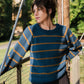 Roslin Wool Pullover in Indigo and Moss Made to Order