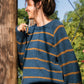 Roslin Wool Pullover in Indigo and Moss Made to Order