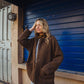 Portuguese Wool Pieper Coat in Brown and Navy Small Check Made to Order
